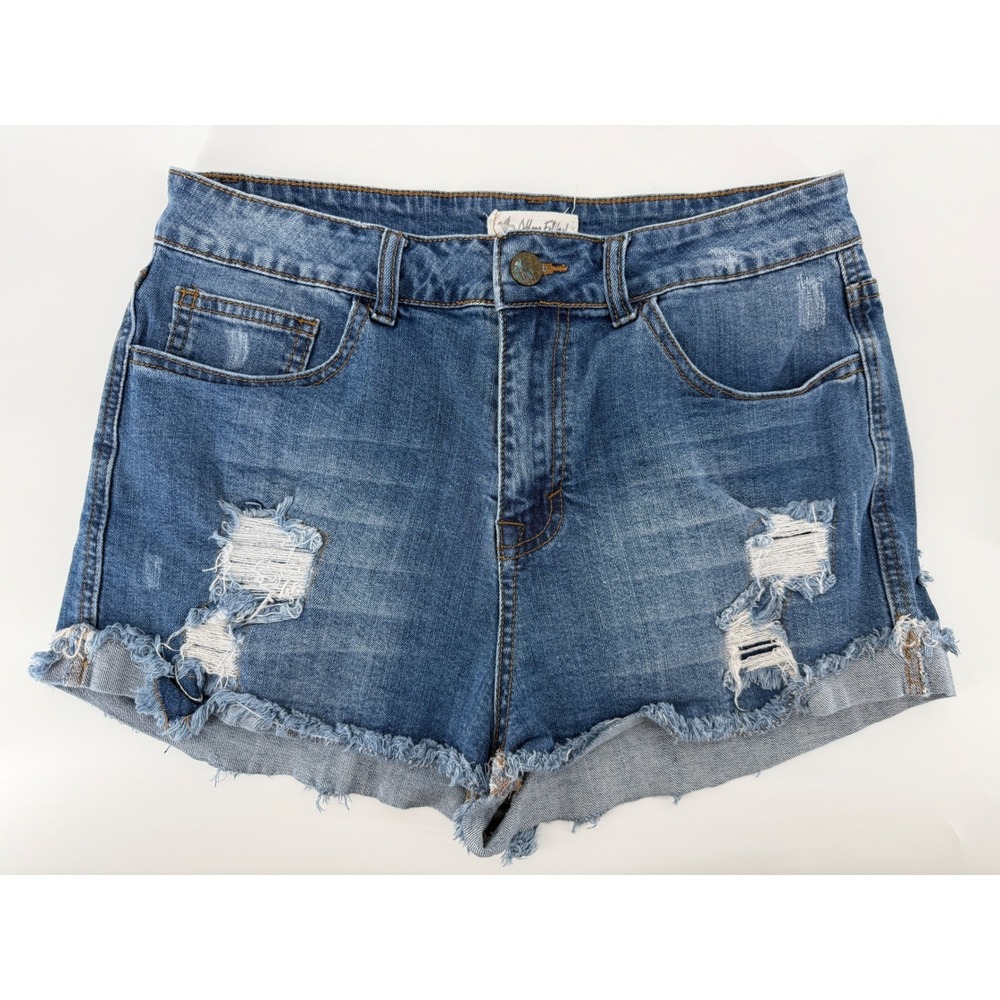 Others Follow Womens Distressed Denim Jean Shorts Medium Wash‎ Frayed Size 11